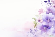 紫系の花柄水彩フレーム
