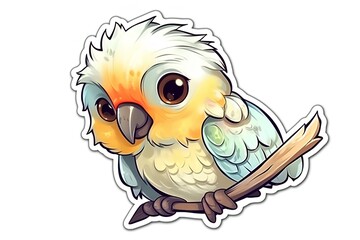 Sticker - funny parrot cartoon made by midjourney