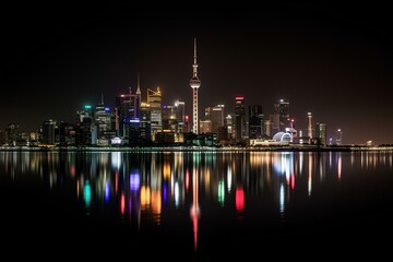 Canvas Print - city skyline at night made by midjourney