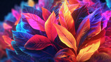 Fototapeta Kwiaty -  Colorful tropical leaves background. AI
