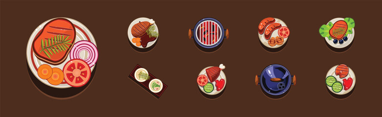 Sticker - Game Food Icon and Nutrition Element Vector Set