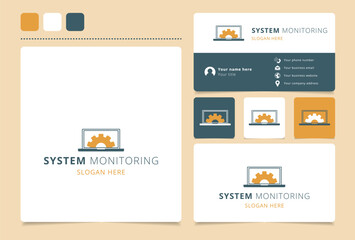 System monitoring logo design with editable slogan. Branding book and business card template.