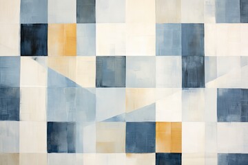 Sticker - abstract background with a pattern of squares in blue and beige, A striking abstract geometric pattern composed of intersecting lines, AI Generated