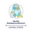 2D editable identify maladaptive behaviors thin line icon concept, isolated vector, multicolor illustration representing behavioral therapy.