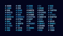 Random Neon Numbers Pattern On Black Gradient, Digital Computer Screen