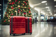 © Slepitssskaya - Red suitcases near Christmas tree at the airport