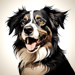 Wall Mural - Close up of dog's face on white background.