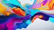 Stylish Multicolored Painting. Abstract Art Bold colors, rainbow color swirls wave Texture Wallpaper. Colorful background banner Generative AI.