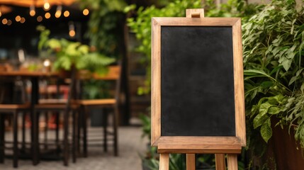 Fototapete - Restaurant menu mockup with empty blackboard and copy space