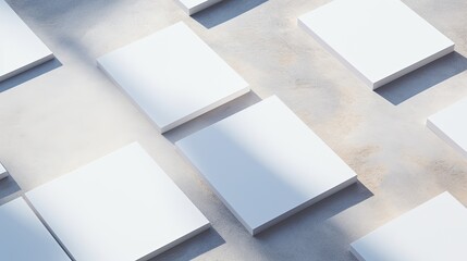 Aufkleber - Business cards placed diagonally on a gray background with shadows Top view. Mockup image