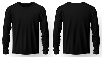 Wall Mural - Isolated mockup of a black shirt template with front and back views presented for print design