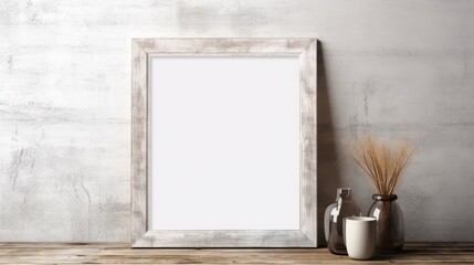 Aufkleber - Empty picture frame template for rustic style interior design with poster artwork mock up . Mockup image
