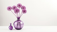 Allium Flowers Arranged In A White Vase Mockup With Empty Space