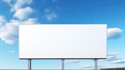 Fototapete - Empty billboard with white screen and sky backdrop Advertisement space for business. Mockup image