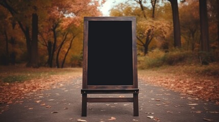 Aufkleber - Mockup sign in a park with empty black frame Design space