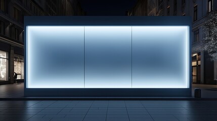Leinwandbilder - Nighttime shop window with a big blank 3D Render banner. Mockup image