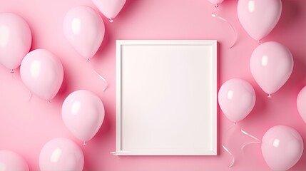 Aufkleber - Square card mockup for holiday anniversary or birthday party invitation featuring colorful papers on a pink background