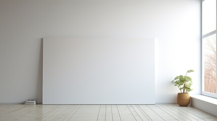 Poster - Having a blank white canvas in a minimalist space prompts deep thought and attention . Mockup image