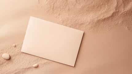 Poster - Blank card with placeholder space floral envelope on neutral beige linen classy business brand design ad or customizable card. Mockup image