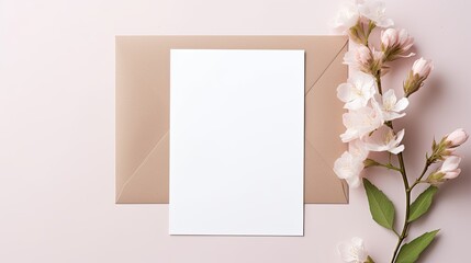 Poster - Minimalist business brand template on blank card with lifestyle natural background and flat lay. Mockup image