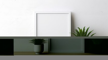Aufkleber - Blank square picture frame on a wall used for interior design templates. Mockup image