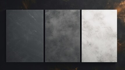 Poster - Blank card with copy space on dark grey background with shadow silhouettes of dried grass stems and sunlight. Mockup image