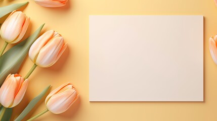 Fototapete - Template for aesthetic floral branding cards with flower background and copy space. Mockup image