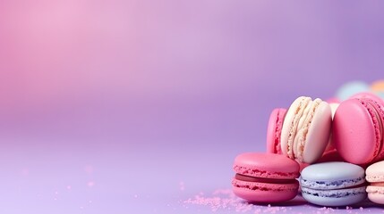 Wall Mural - Colorful macaroons on pink background used as a template for holiday invitations anniversaries birthdays and other events. Mockup image