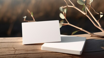 Aufkleber - Business cards with space for copy eucalyptus twig shadow background Branding presentation Logo mockup