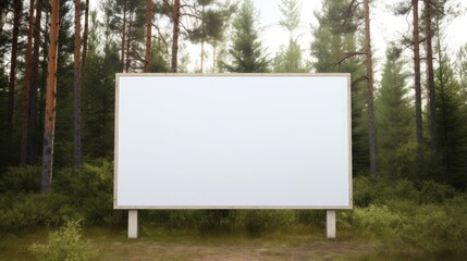 Aufkleber - Pine trees with blank sign space for text. Mockup image
