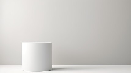 Leinwandbilder - White cylinder in a light gray room with infinite background and banner Space for text mockup copy space 3D illustration Minimal concept