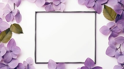 Poster - Purple violet flowers and leaves create an elegant frame with space for mockup copy It s a top view template for branding blogs websites and social media