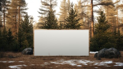Aufkleber - Pine trees with blank sign space for text. Mockup image