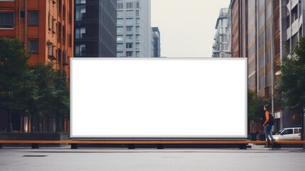 Wall Mural - A big digital screen for outdoor media with a blank advertising mockup in an urban city