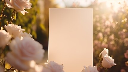 Poster - Wedding invitation template with aesthetic floral design. Mockup image