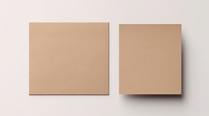 Poster - Kraft paper cards and envelopes with copy space on white background Minimalist design. Mockup image