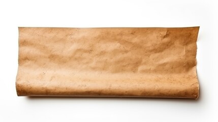 Aufkleber - Close up of vintage burnt edges kraft paper antique blank cardboard scroll isolated on white background with copy space. Mockup image