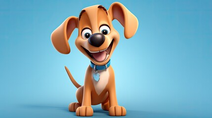 Wall Mural - Cute 3D cartoon dog character.