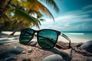 Wall Mural - sunglasses on the beach