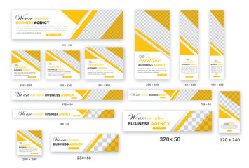 Wall Mural - set of creative web banners of standard size with a place for photos. Vertical, horizontal and square template. vector illustration	