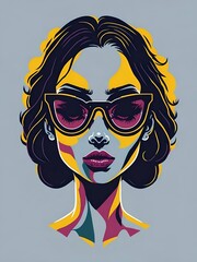 Wall Mural - Beautiful woman watercolor portrait. AI generated illustration