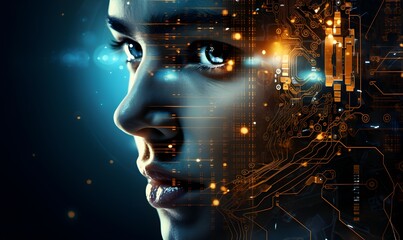 human face in abstract binary code
