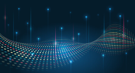 Structuring the flow of information. Data analytics concept. Sorting a large amount of data on a dark background. Big data visualization. Futuristic network or business analytics.