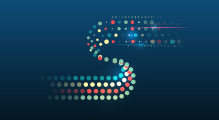 Fototapete - Futuristic network or business analytics. Structuring the flow of information. Data analytics concept. Sorting a large amount of data on a dark background. Big data visualization.