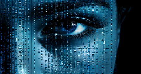 eye with digital code