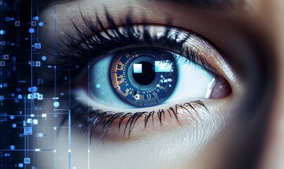 eye with digital code