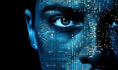 eye with digital code