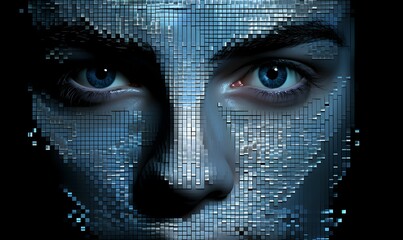 eyes with digital code