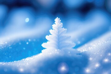 Wall Mural - beautiful winter christmas background with a small christmas tree covered with hoarfrost. ai generat