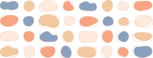 Wall Mural - かわいい抽象的なゆるゆるフレーム　青　水色　流動体　Set of cute abstract shapes.Vector loose frame.